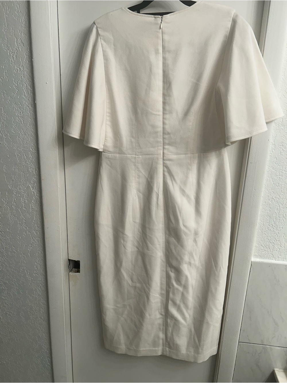 Ann Taylor Cream Midi Dress with Cape Sleeves